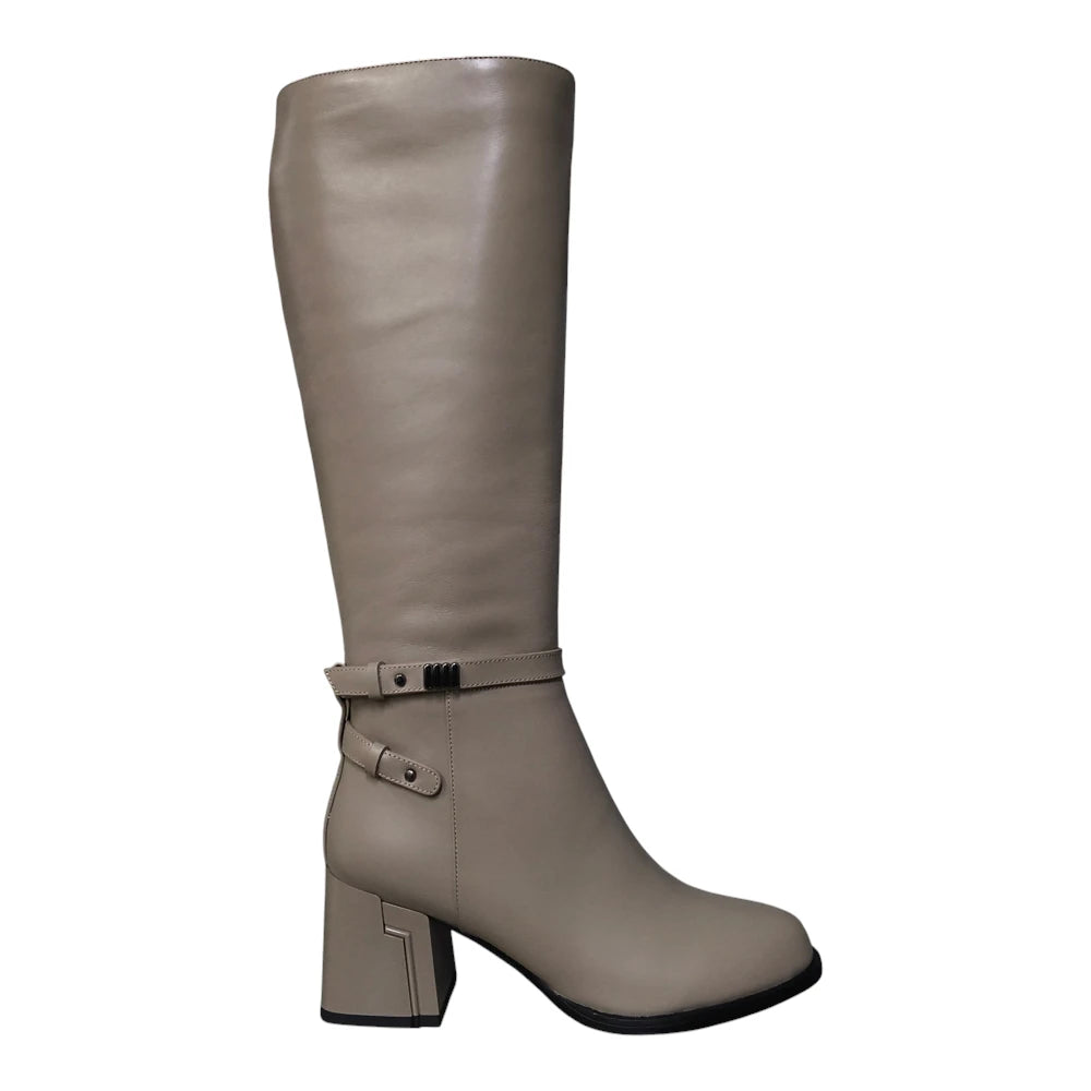 Cizme damă M207 kaki cu toc lat