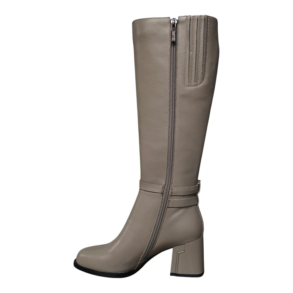 Cizme damă M207 kaki cu toc lat