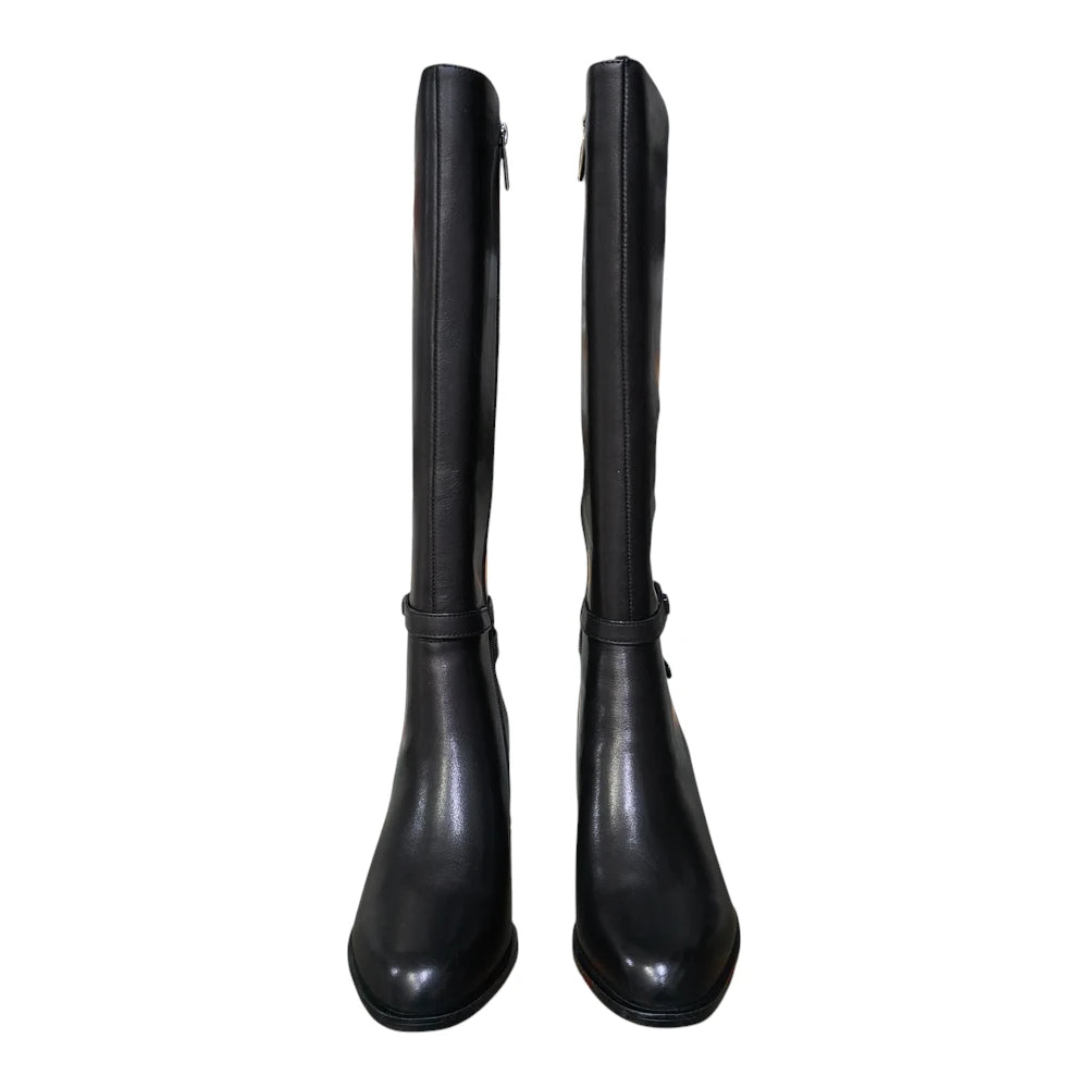 Cizme damă M207 negre cu toc lat