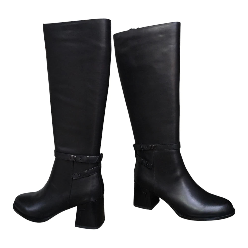 Cizme damă M207 negre cu toc lat