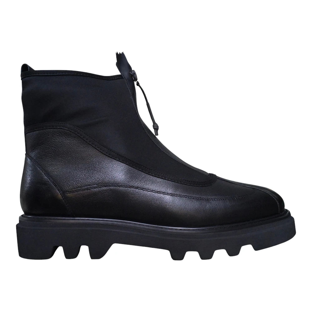 Ghete bărbați Z102302 negre din piele naturală și material textil