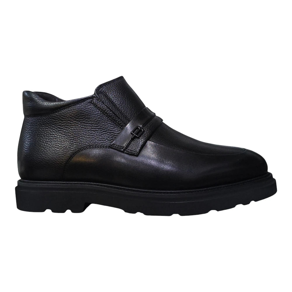 Ghete bărbați F87615 negre din piele naturală cu fermoar lateral