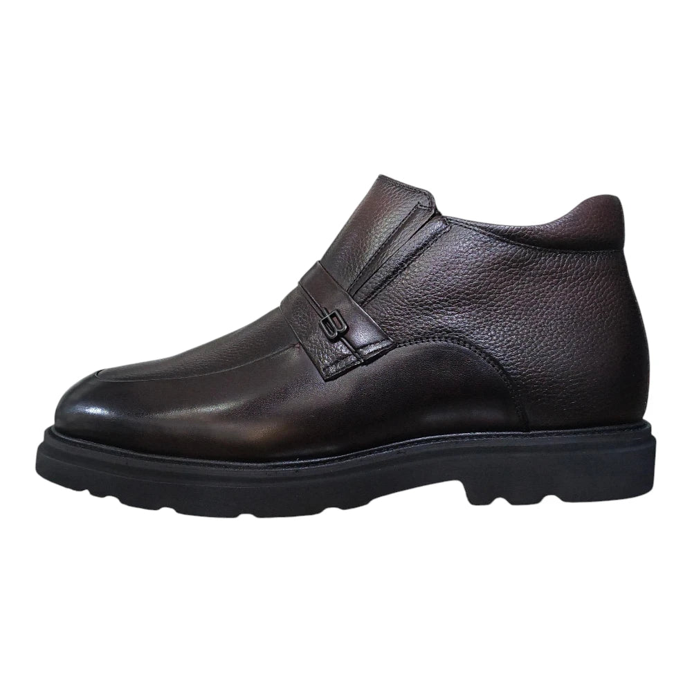 Ghete bărbați F87615 maro din piele naturală cu fermoar lateral
