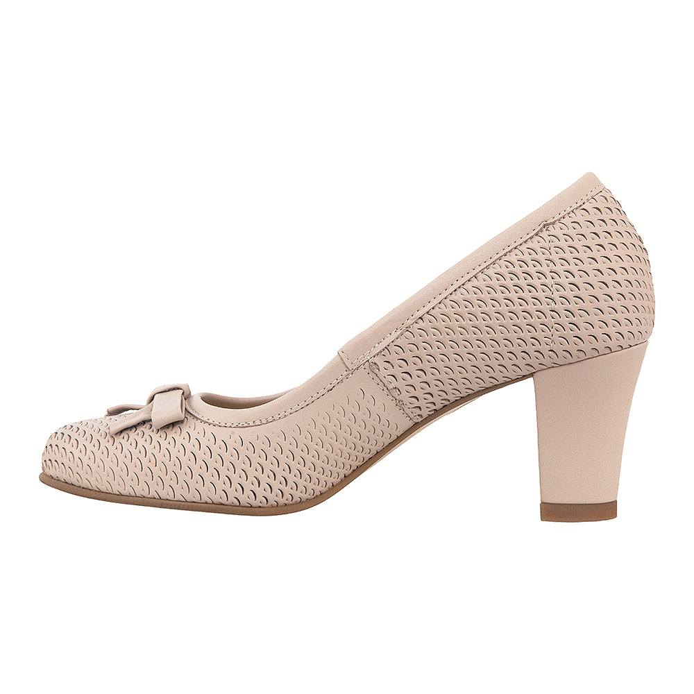 Pantofi damă eleganțe perforați cu toc gros 232 roz