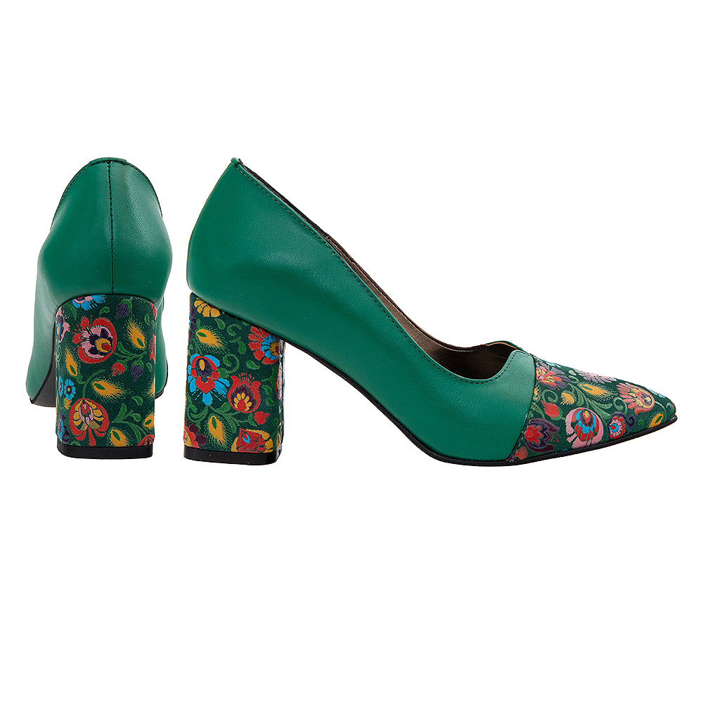 Pantofi cu toc 675 verde