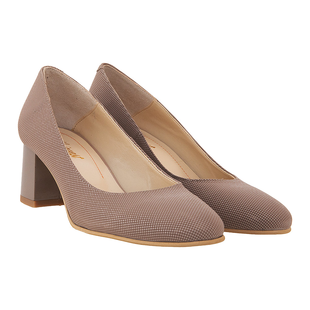 Pantofi cu toc gros 718 bej
