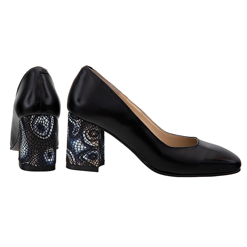 Pantofi cu toc gros 350 negru