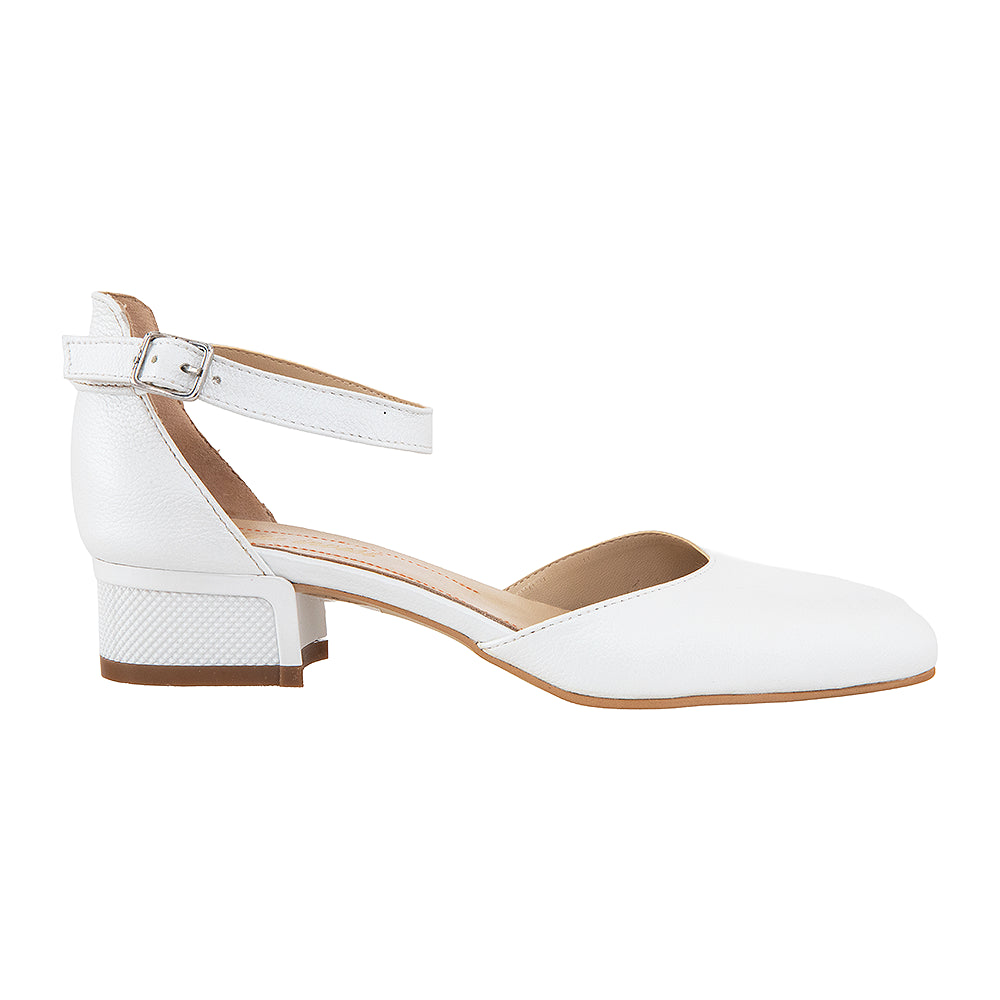 Pantofi cu toc gros 480 albi