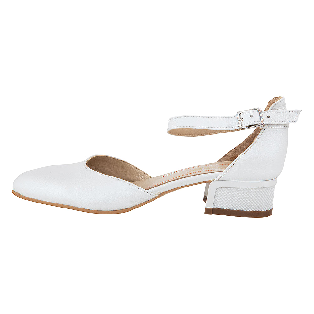 Pantofi cu toc gros 480 albi