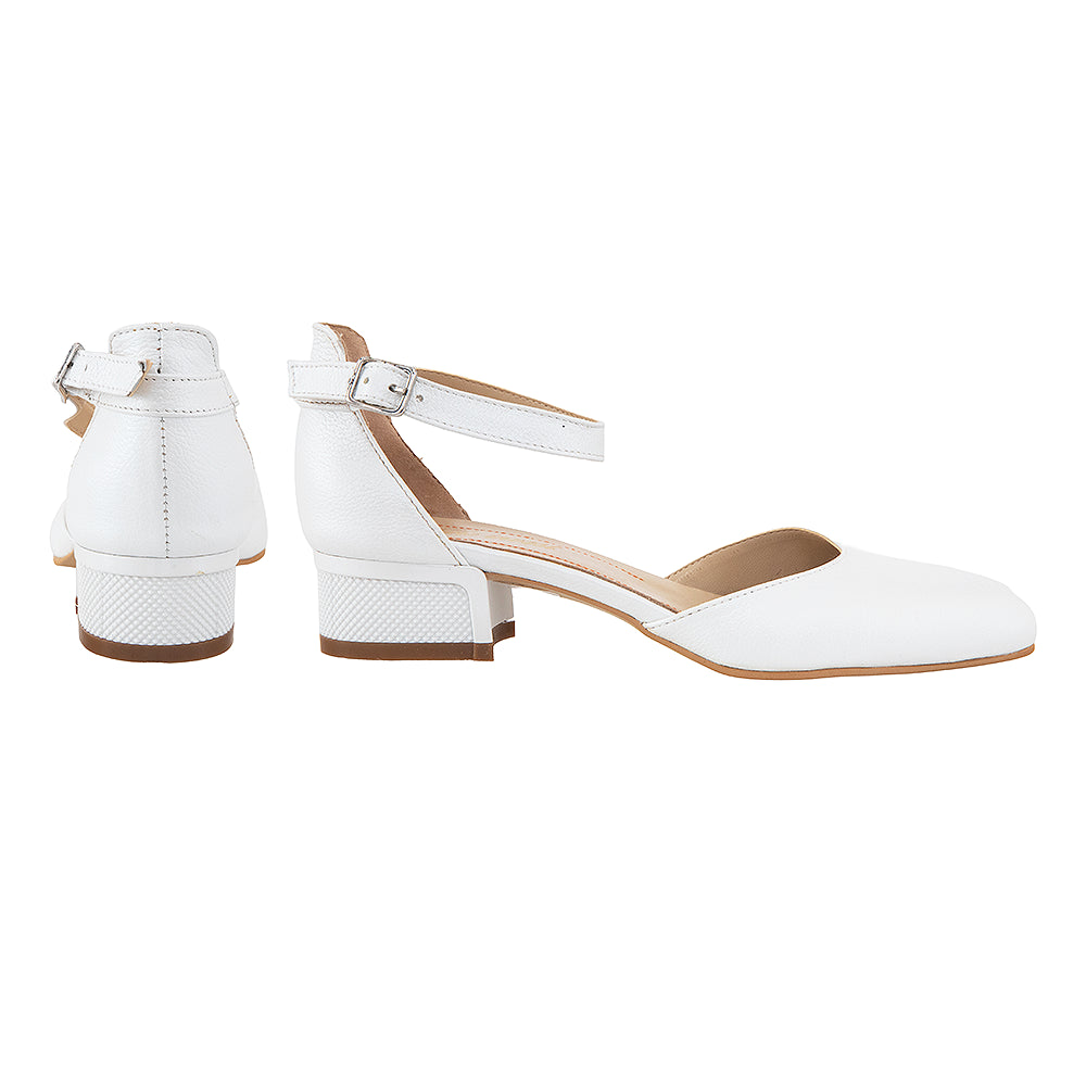 Pantofi cu toc gros 480 albi