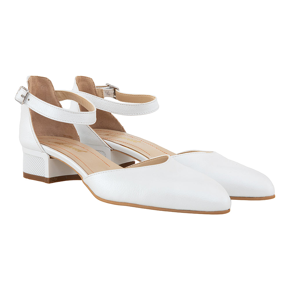 Pantofi cu toc gros 480 albi