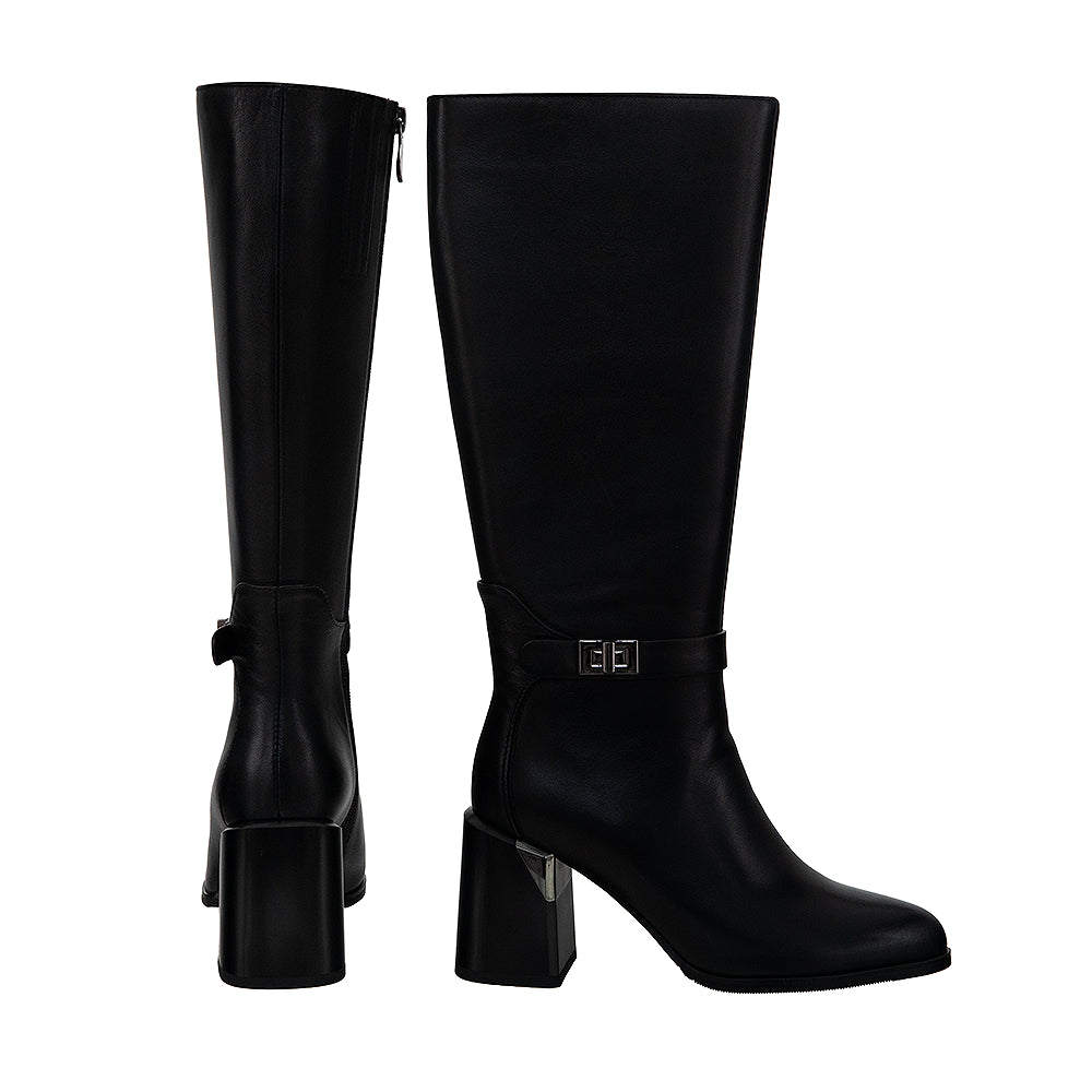 Cizme din piele naturală 5878 negru