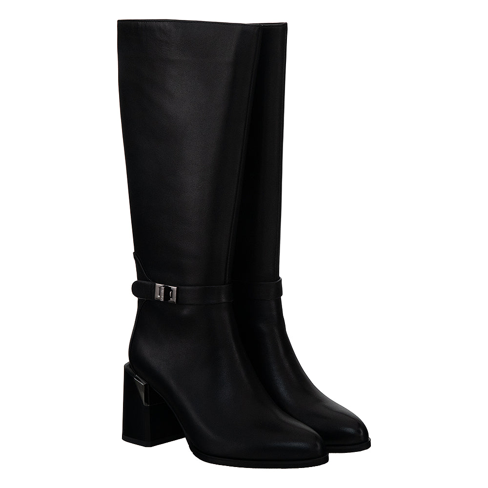 Cizme din piele naturală 5878 negru