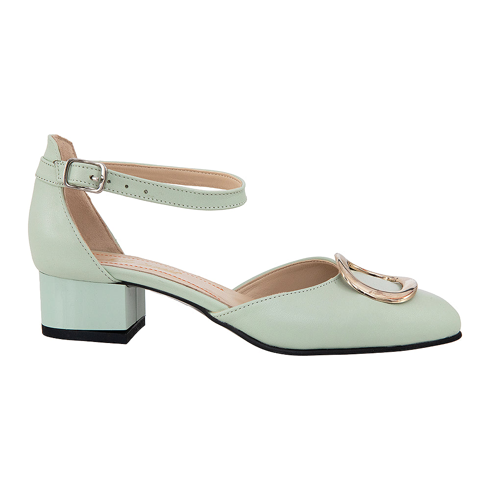 Pantofi cu toc gros verzi 865