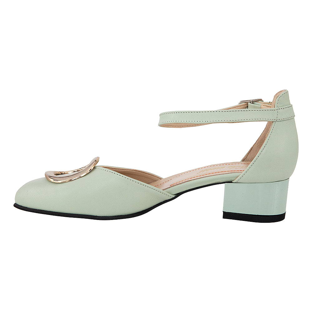 Pantofi cu toc gros verzi 865