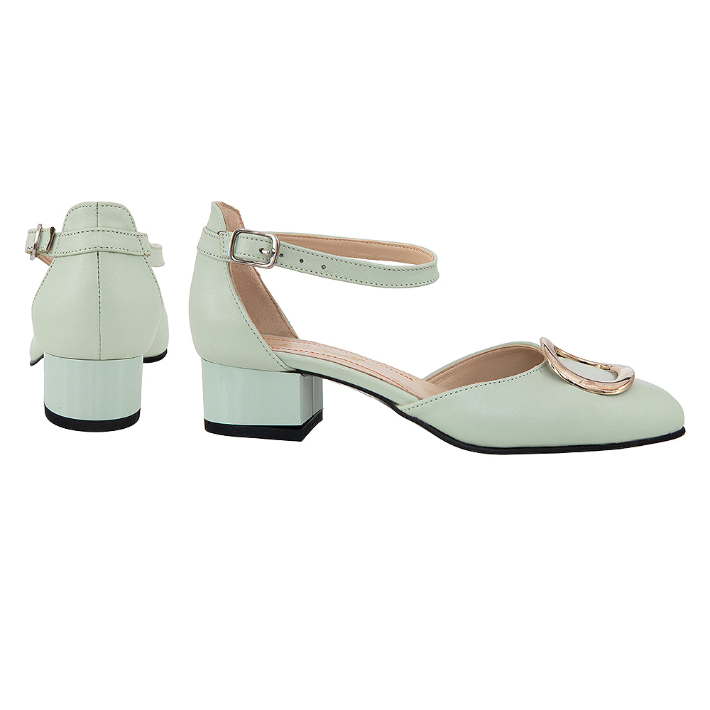 Pantofi cu toc gros verzi 865