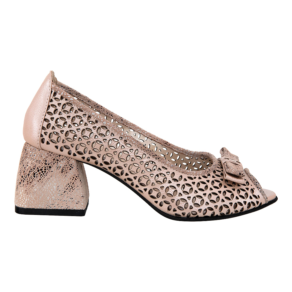 Pantofi cu toc gros 242 bej