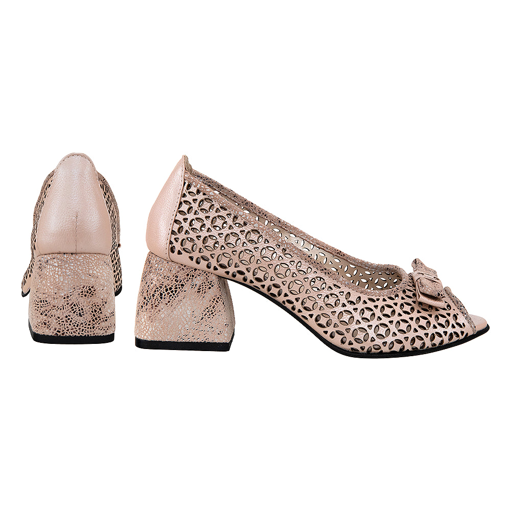 Pantofi cu toc gros 242 bej