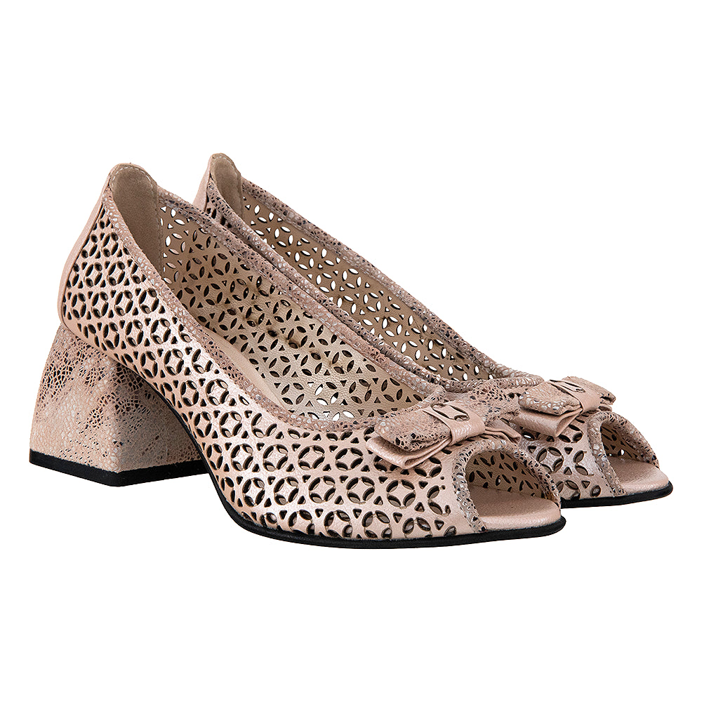 Pantofi cu toc gros 242 bej