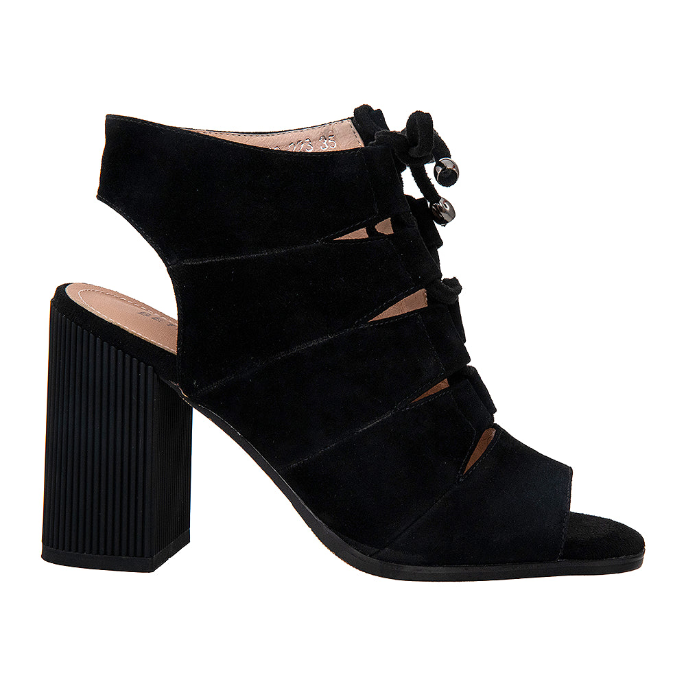 Sandale cu toc gros P110 negre