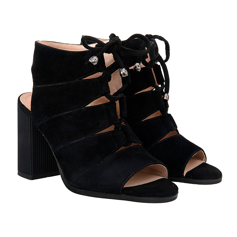 Sandale cu toc gros P110 negre