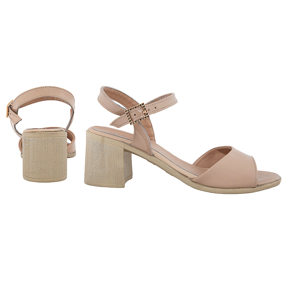 Sandale cu toc gros 1807 bej