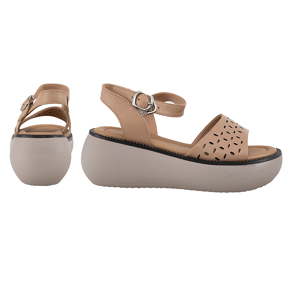 Sandale cu platforma FF05 crem