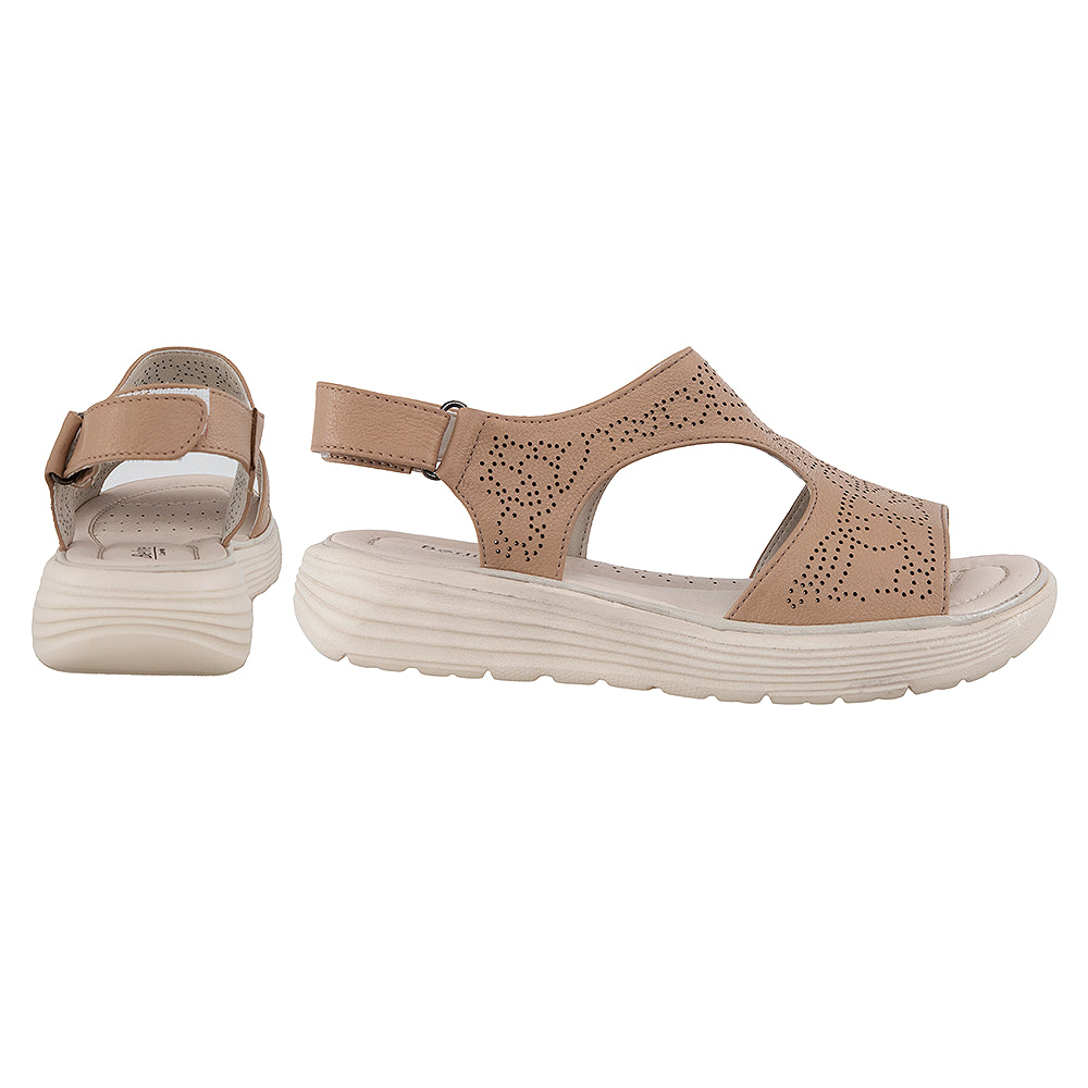 Sandale dama bej cu talpa usoara 56686 apricot