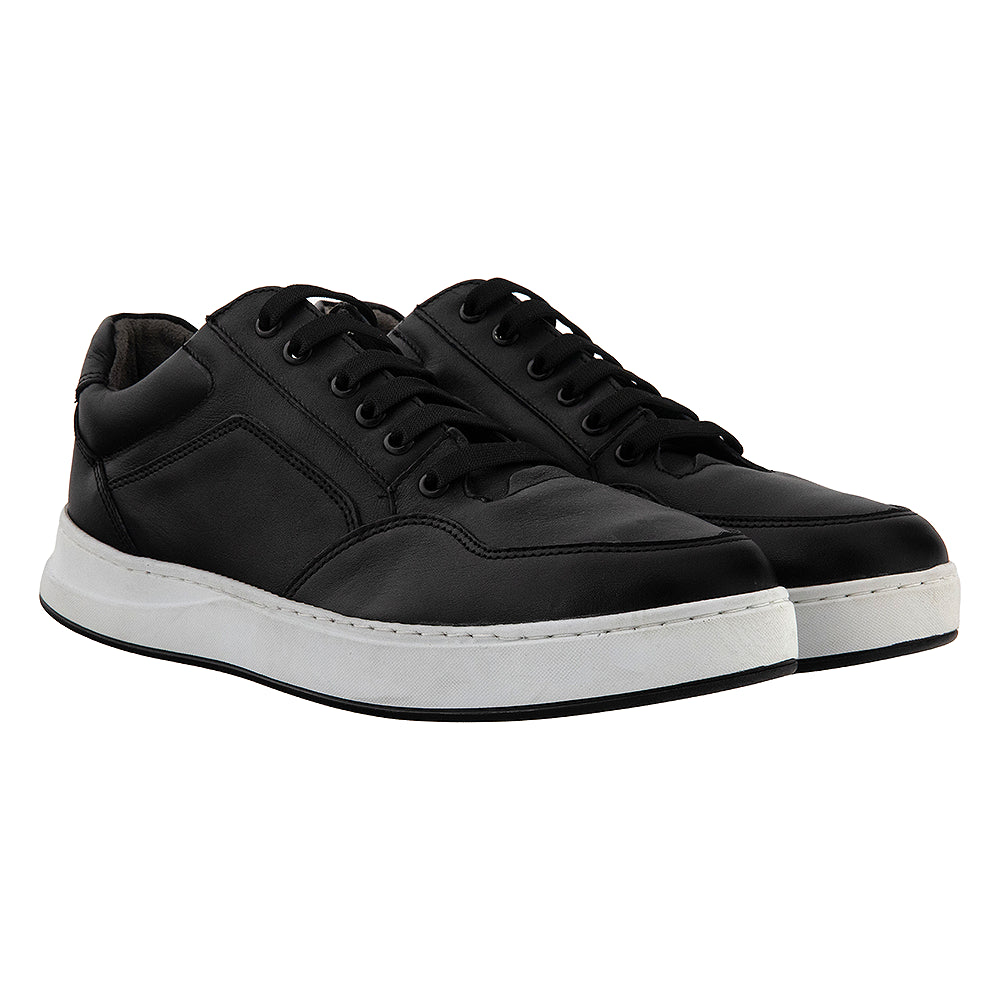 Pantofi casual barbati 096 negru cu talpa alba