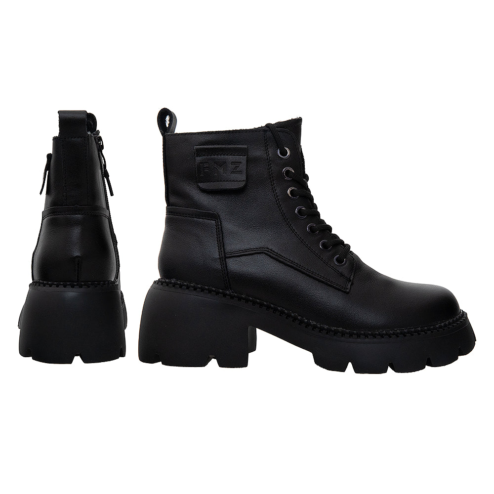Ghete cu platforma din piele naturala 8099 negre