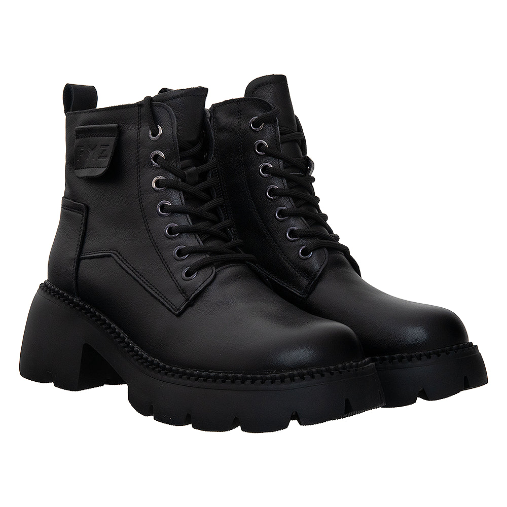 Ghete cu platforma din piele naturala 8099 negre