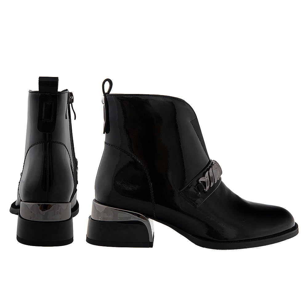 Botine dama 896 negre lacuite
