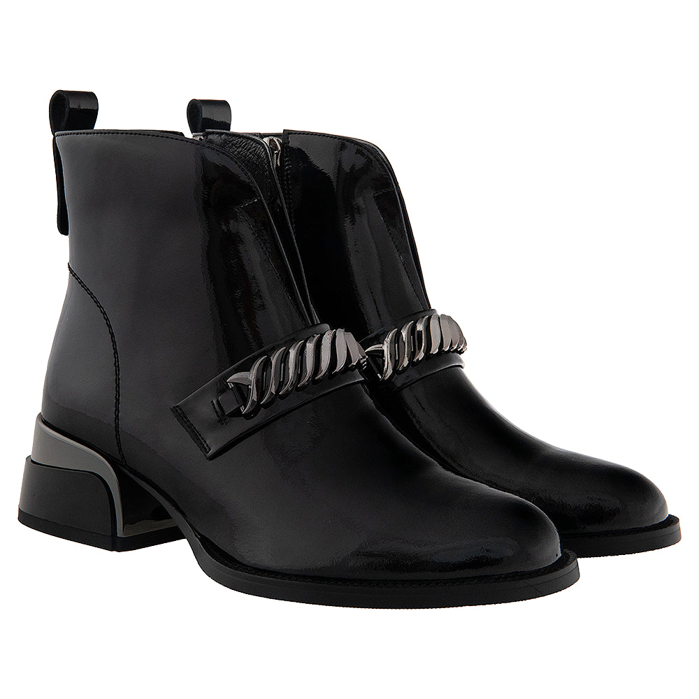 Botine dama 896 negre lacuite