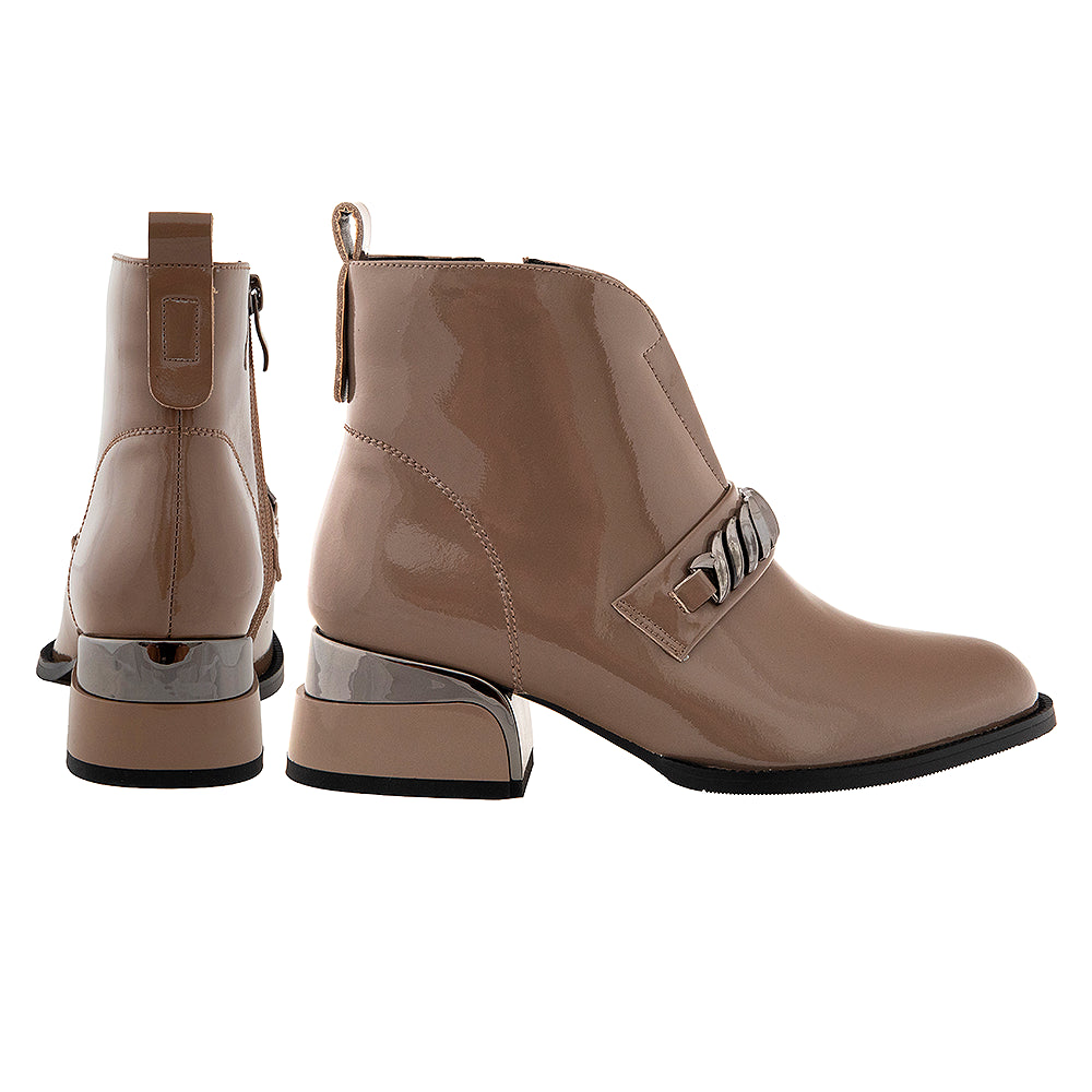Botine dama 896 bej lacuite