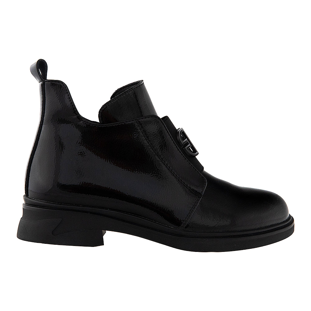 botine cu toc 6670 negru lac