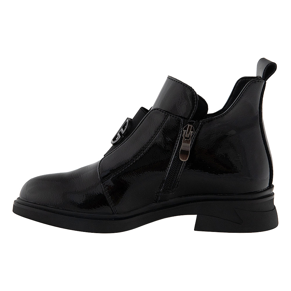 botine cu toc 6670 negru lac