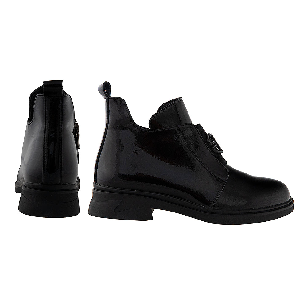 botine cu toc 6670 negru lac