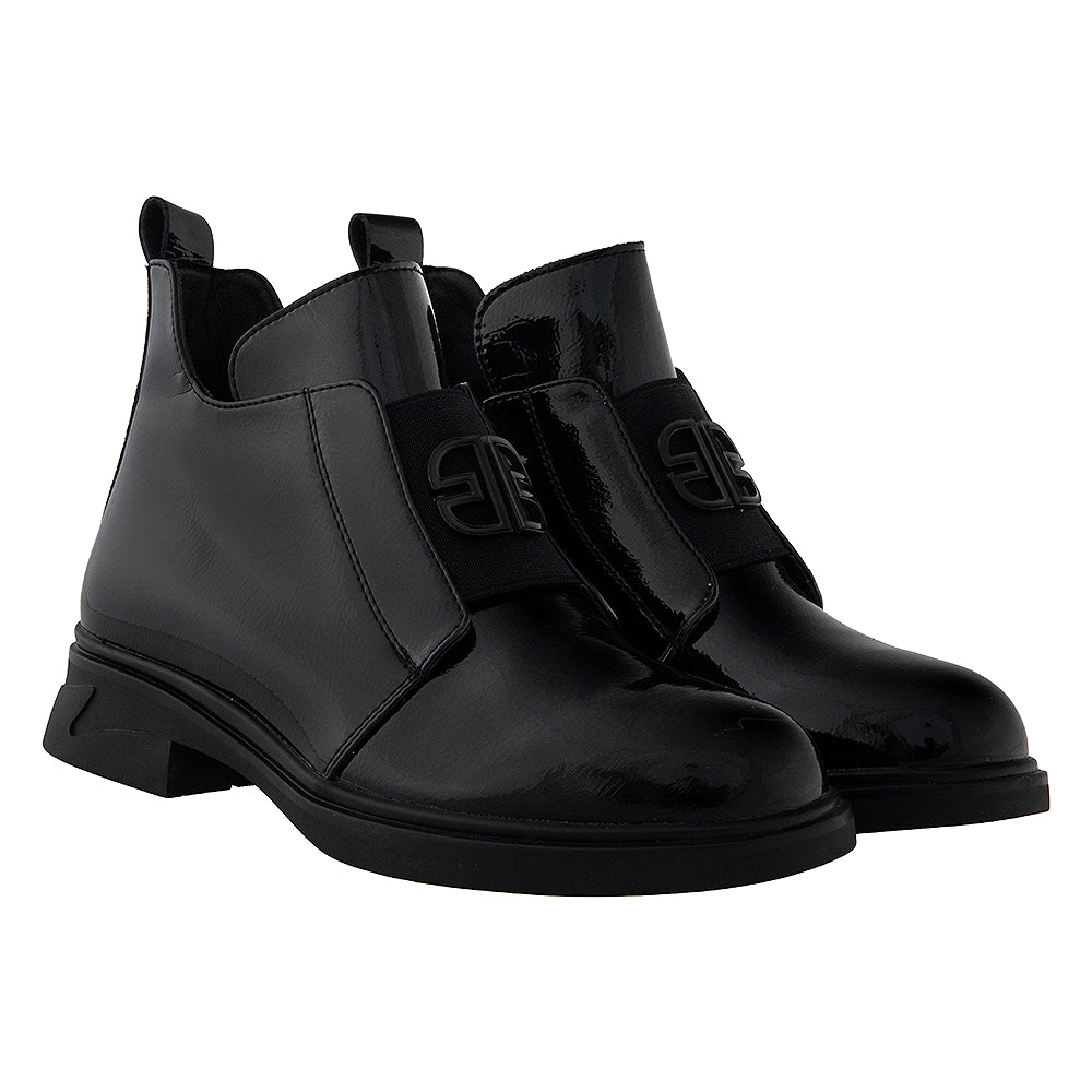 botine cu toc 6670 negru lac