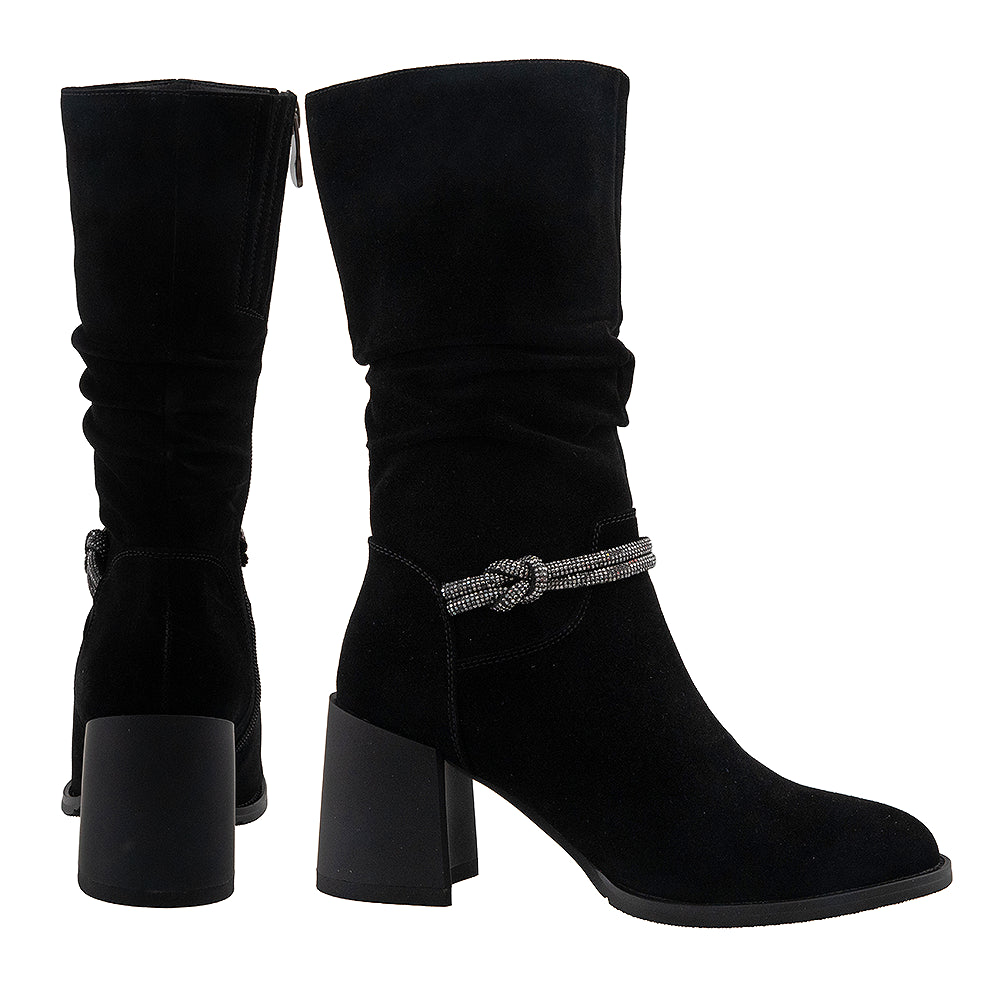 Cizme dama 616 negre piele velur