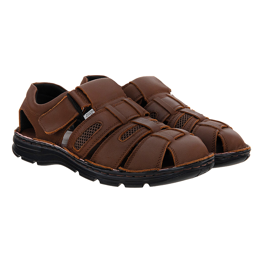 Sandale din piele naturală pentru bărbați ZG23061 maro