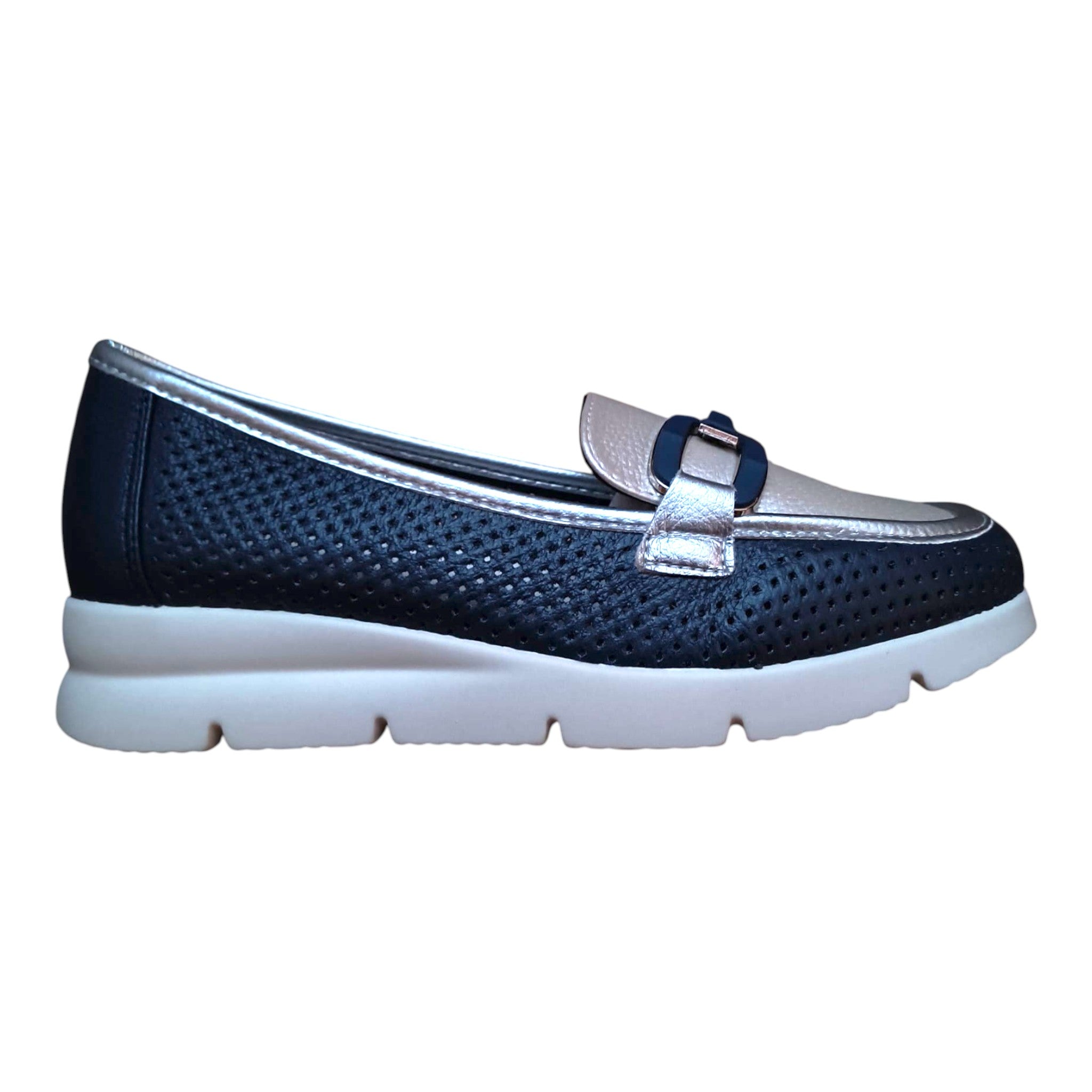 Loafers damă YCC-166 perforați bleumarin