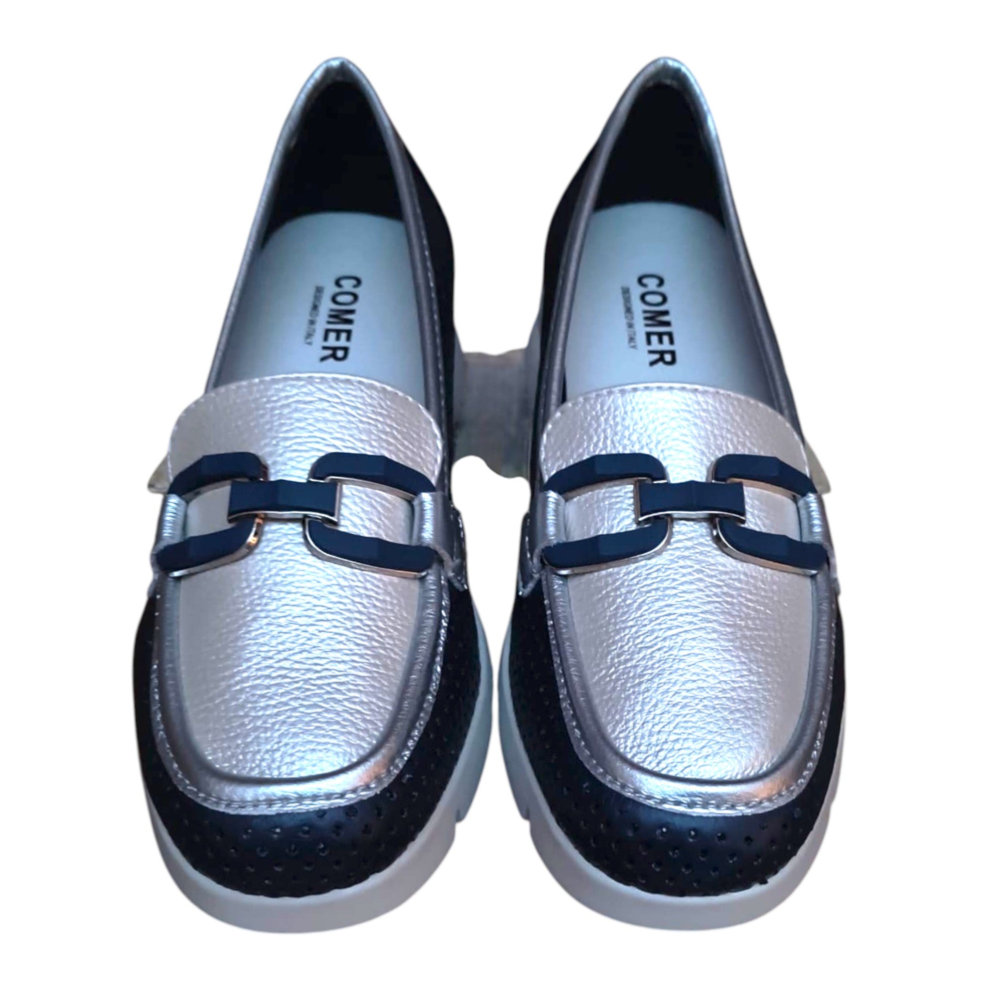 Loafers damă YCC-166 perforați bleumarin