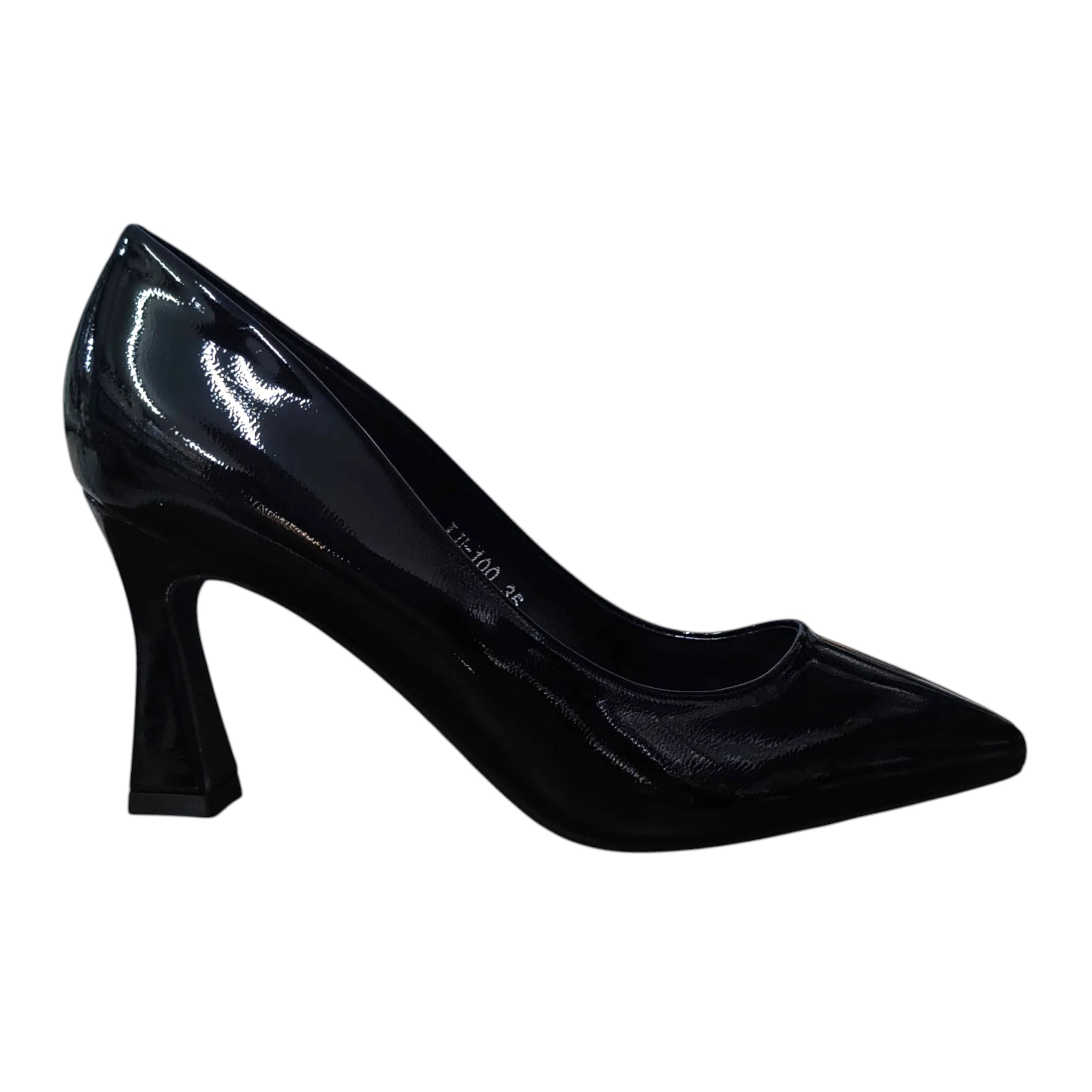 Pantofi eleganți negri 100 piele ecologică lăcuită