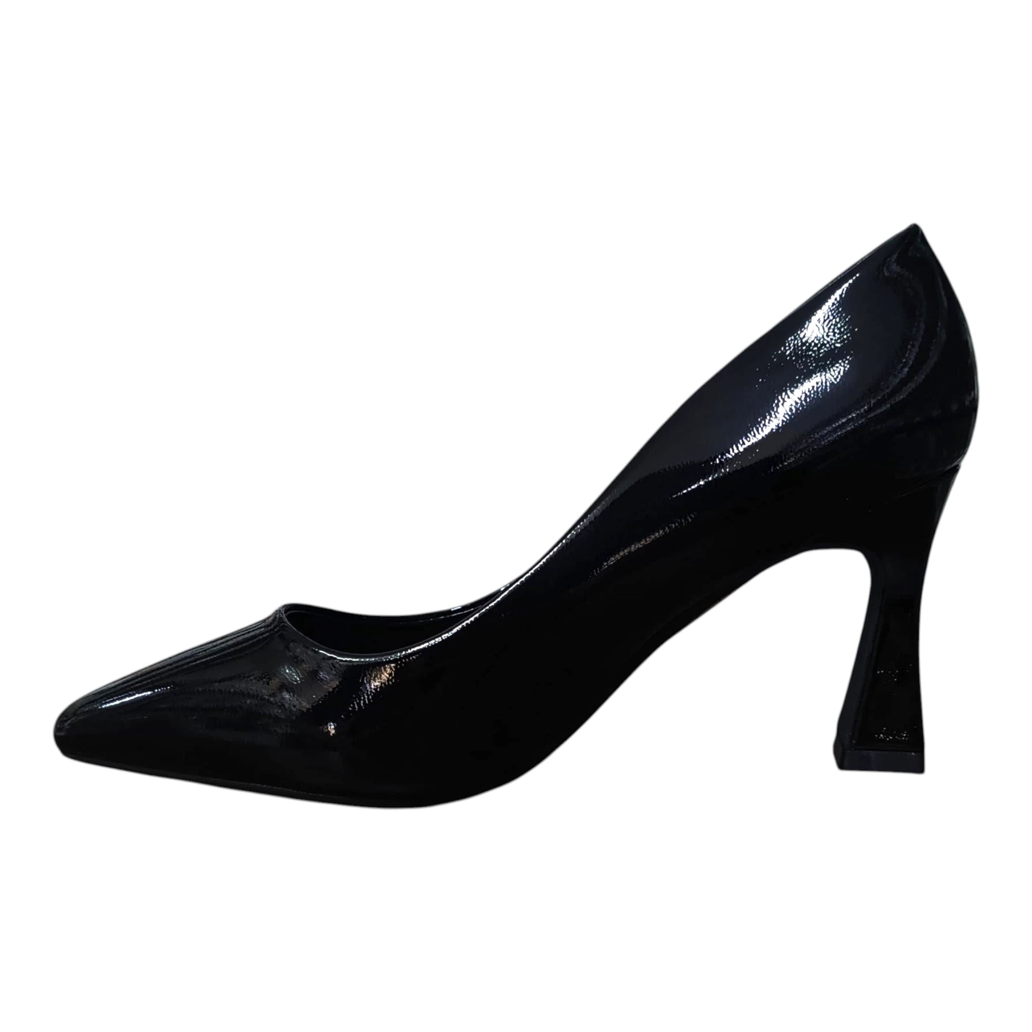 Pantofi eleganți negri 100 piele ecologică lăcuită