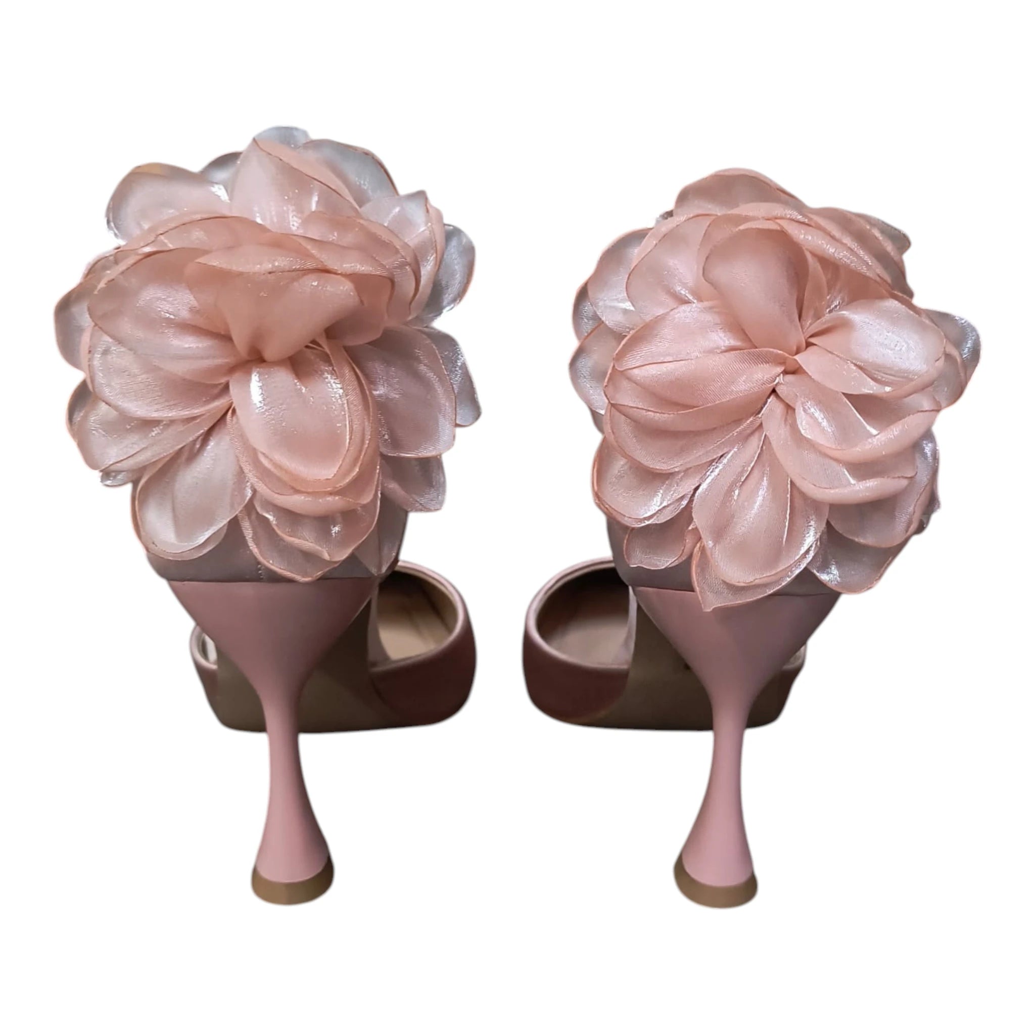 Pantofi roz satin cu floare LU-169