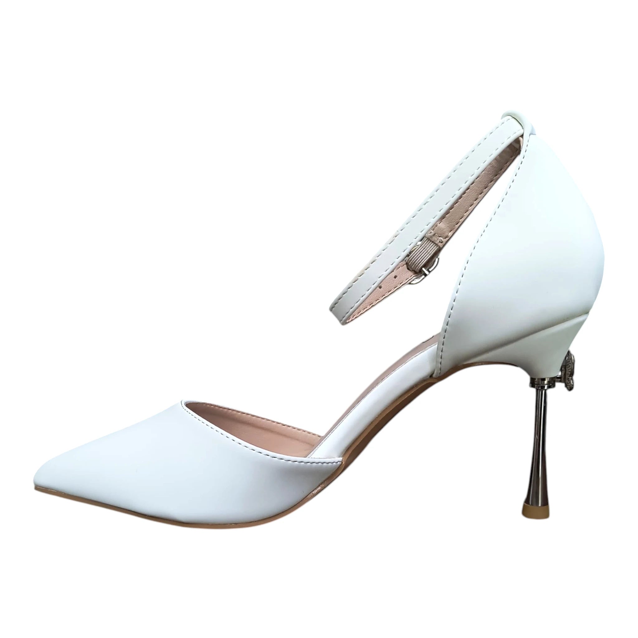 Pantofi 581 albi toc fluture