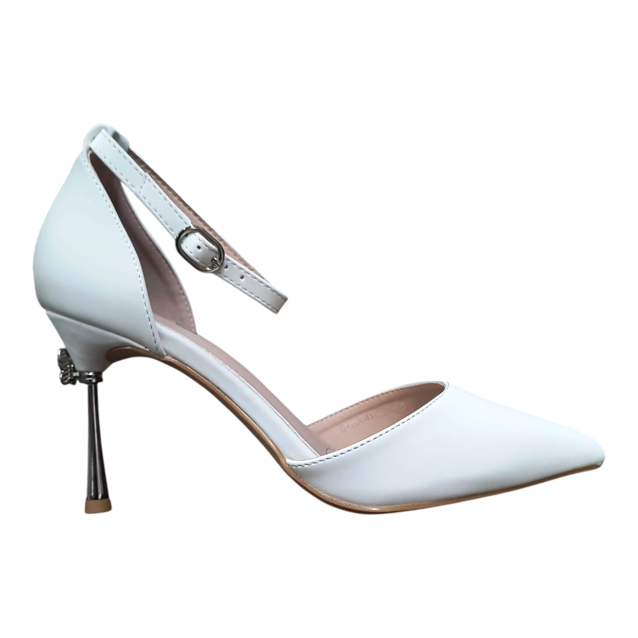 Pantofi 581 albi toc fluture