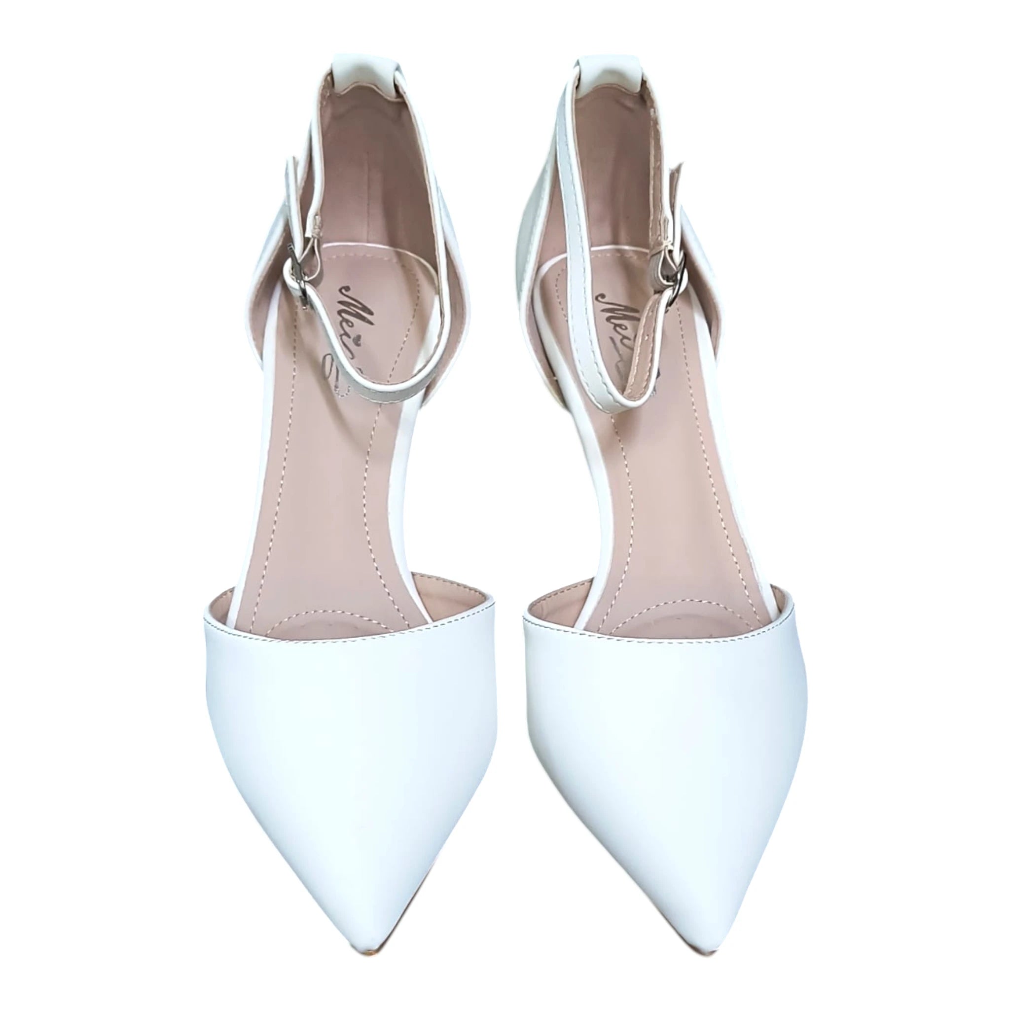 Pantofi 581 albi toc fluture