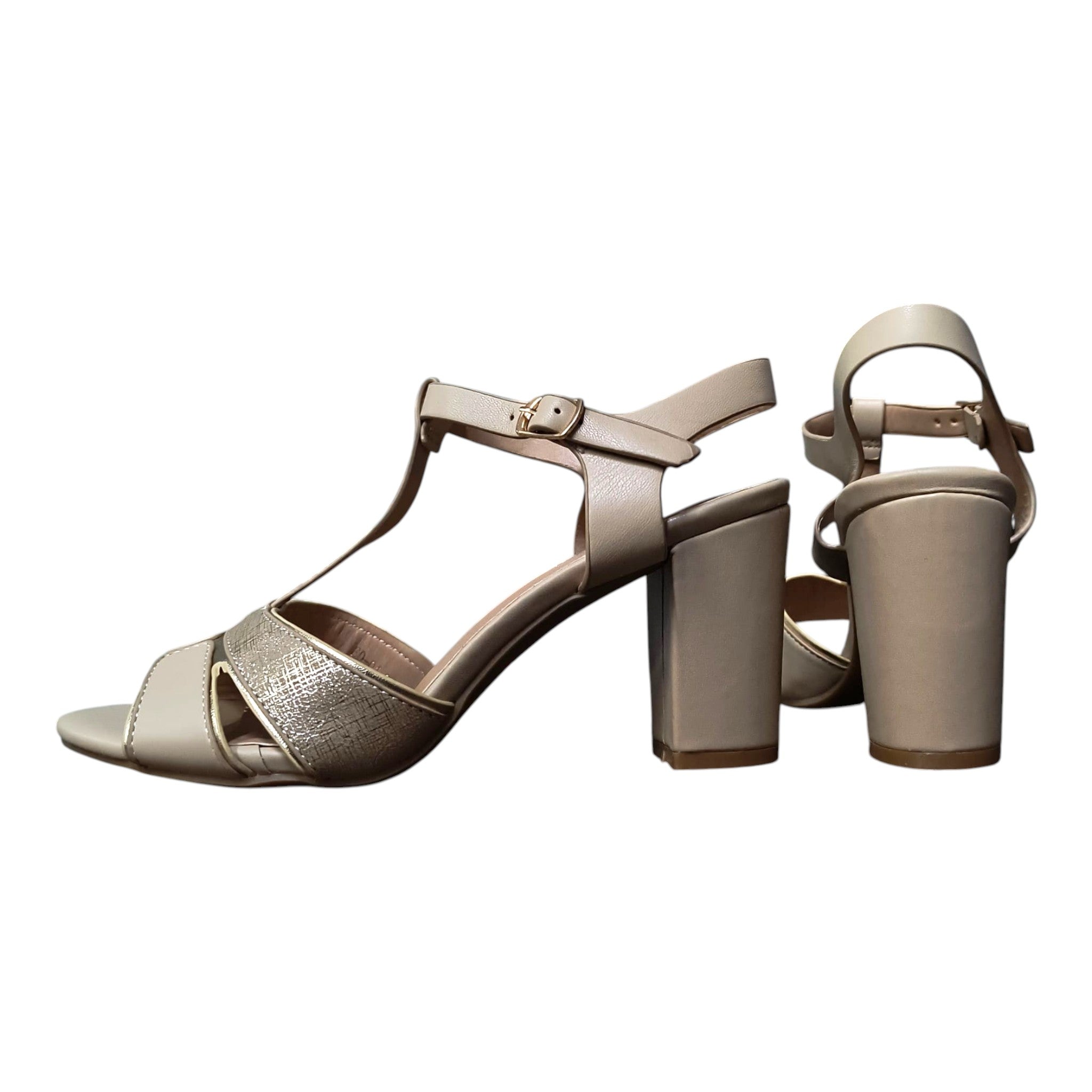 Sandale elegante din piele ecologică ED-01 bej