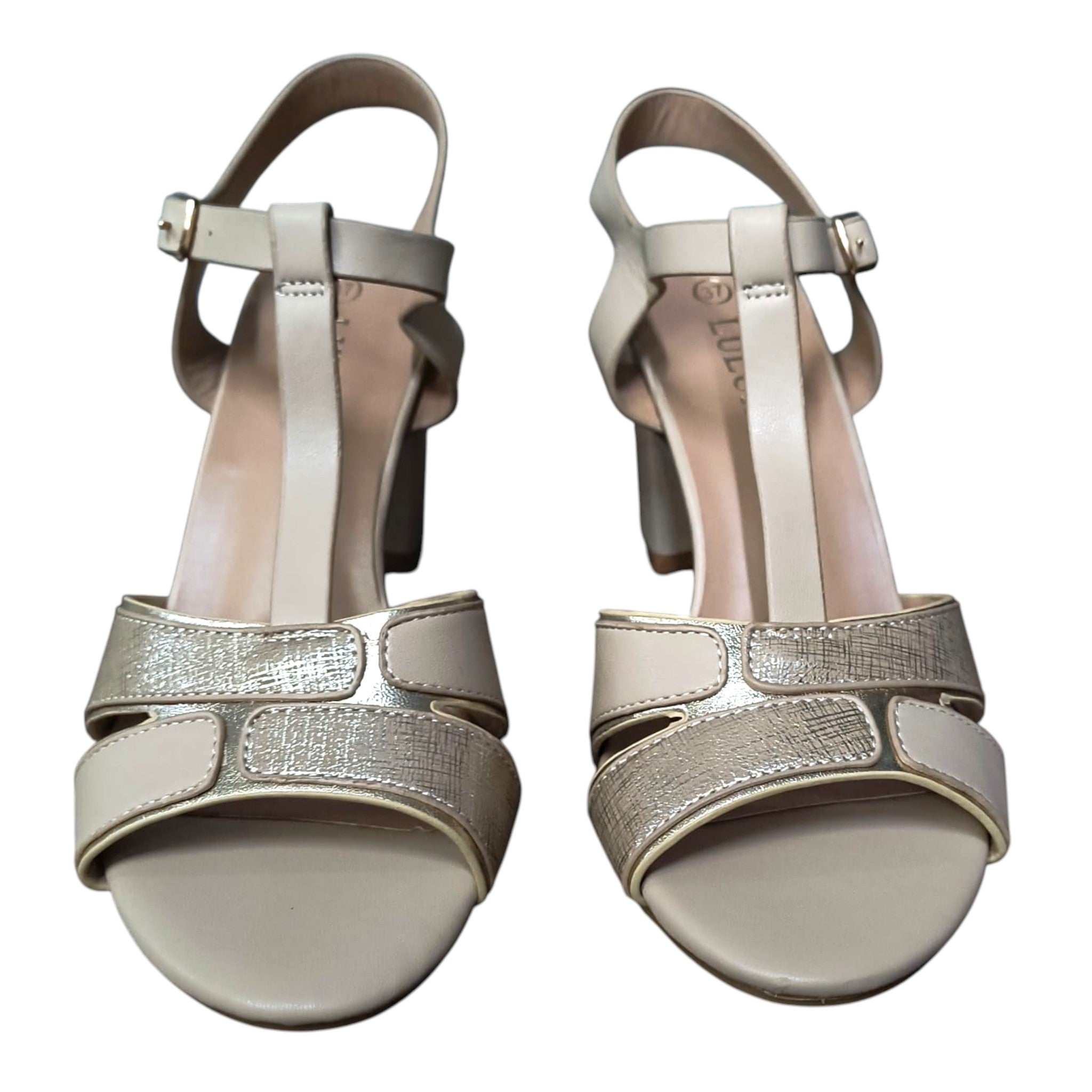 Sandale elegante din piele ecologică ED-01 bej